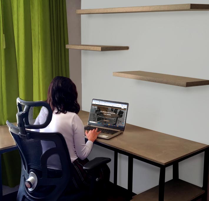 Escritorio en L con repisas