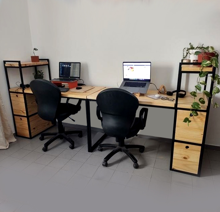 Escritorio doble con cajoneras