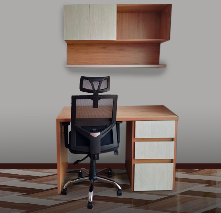 Escritorio con cajonera y mueble mueble aéreo