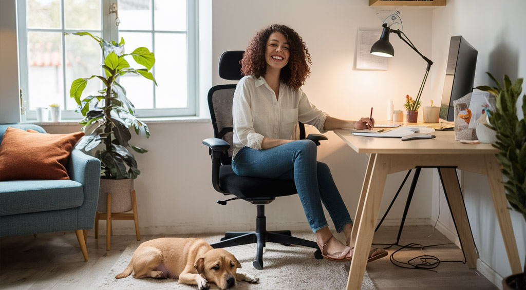 mujer emprendedora Silla ergonómica - EscritorioUIO