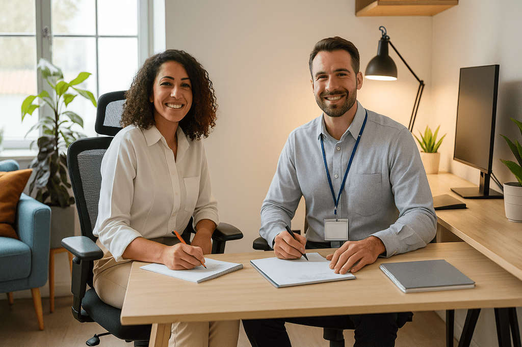 Trabajadores usando sillas de oficina de EscritorioUIO